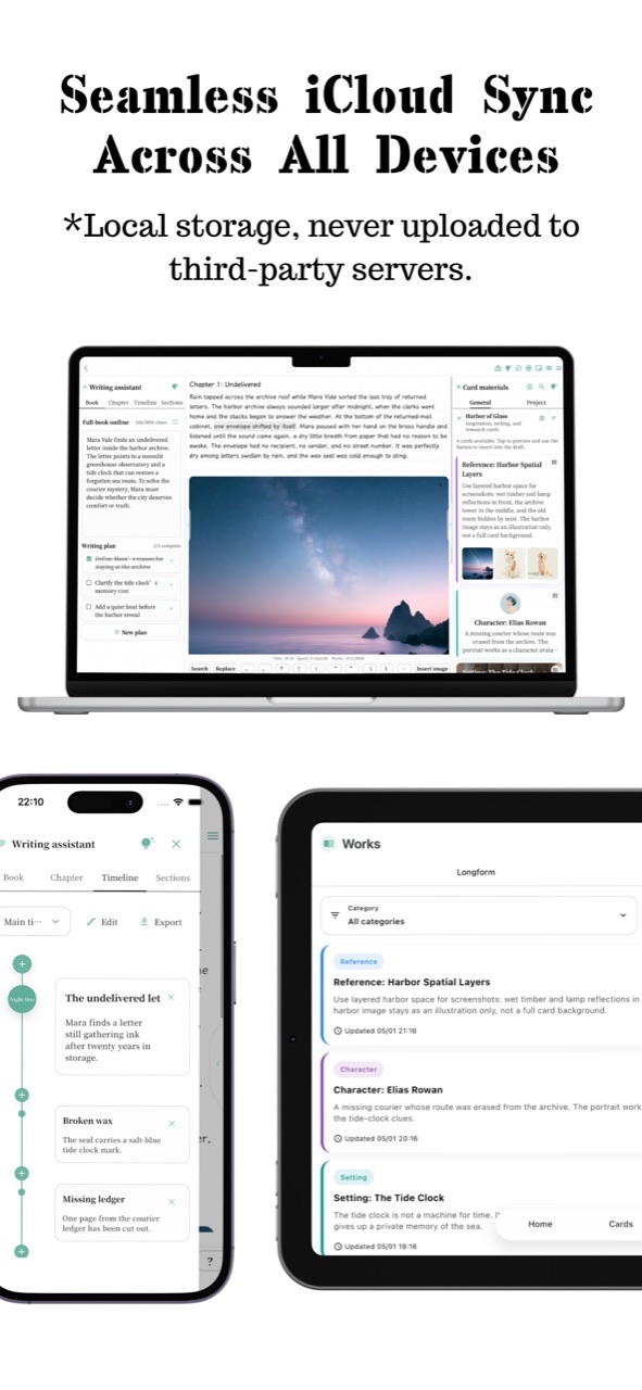CardFlow multi-device sync preview showing the same project across devices