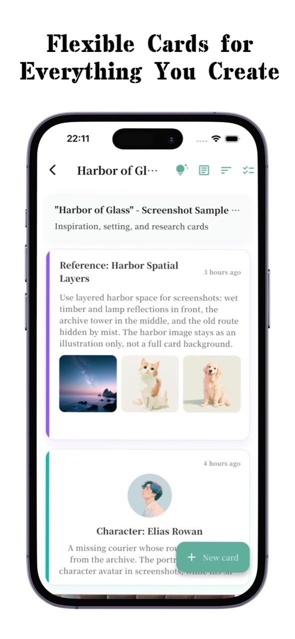 CardFlow writing background preview showing editor theme choices